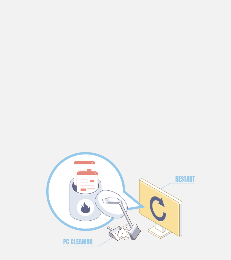 PCを再起動するだけで利用履歴を削除したい イメージイラスト